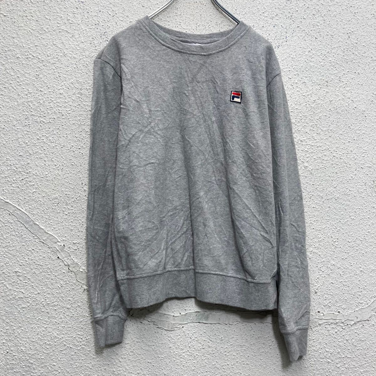 【中古】【古着】 FILA プリント スウェット トレーナー フィラ M レディース グレー プルオーバー 裏起毛 古着卸 アメリカ仕入 a610-7044