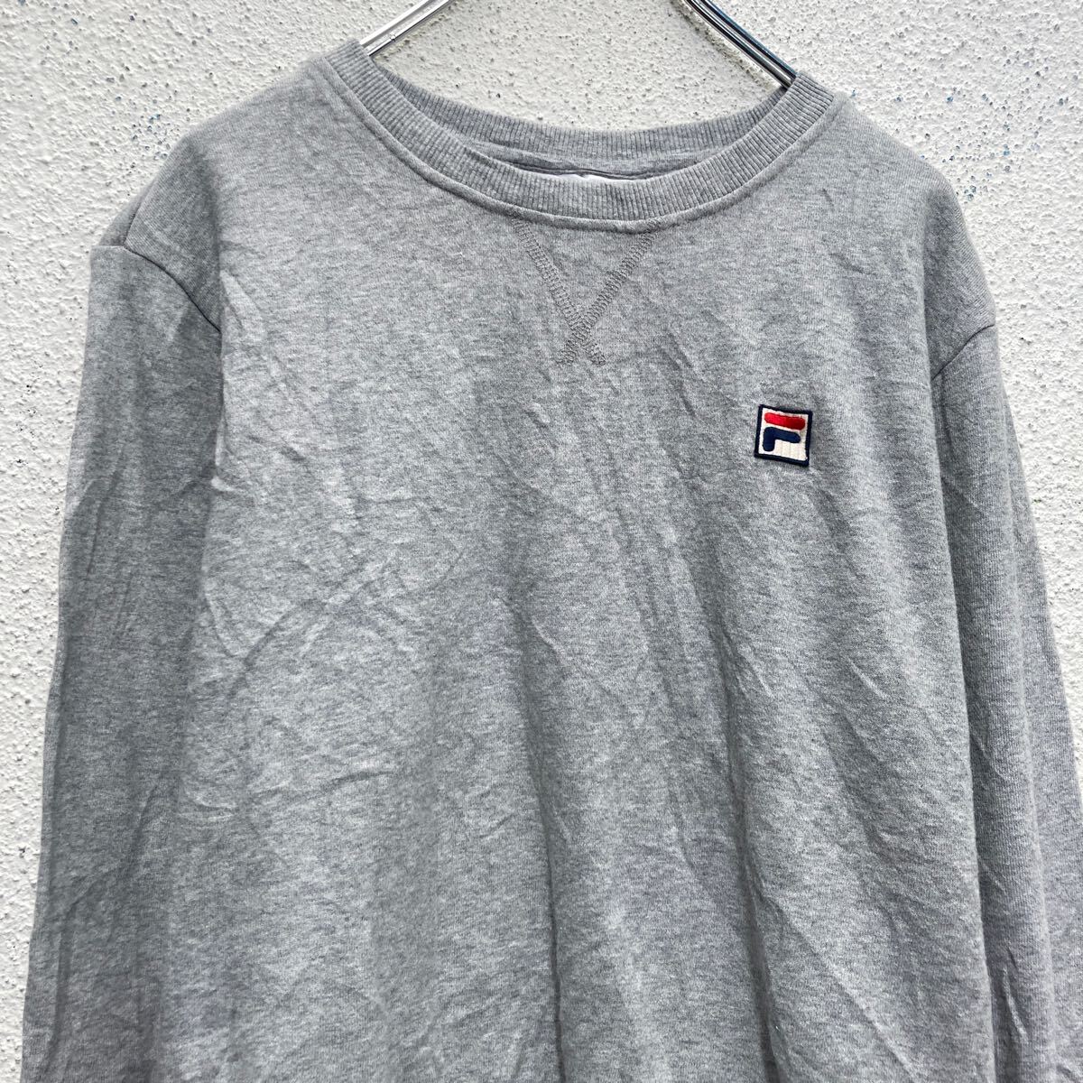 【中古】【古着】 FILA プリント スウェット トレーナー フィラ M レディース グレー プルオーバー 裏起毛 古着卸 アメリカ仕入 a610-7044