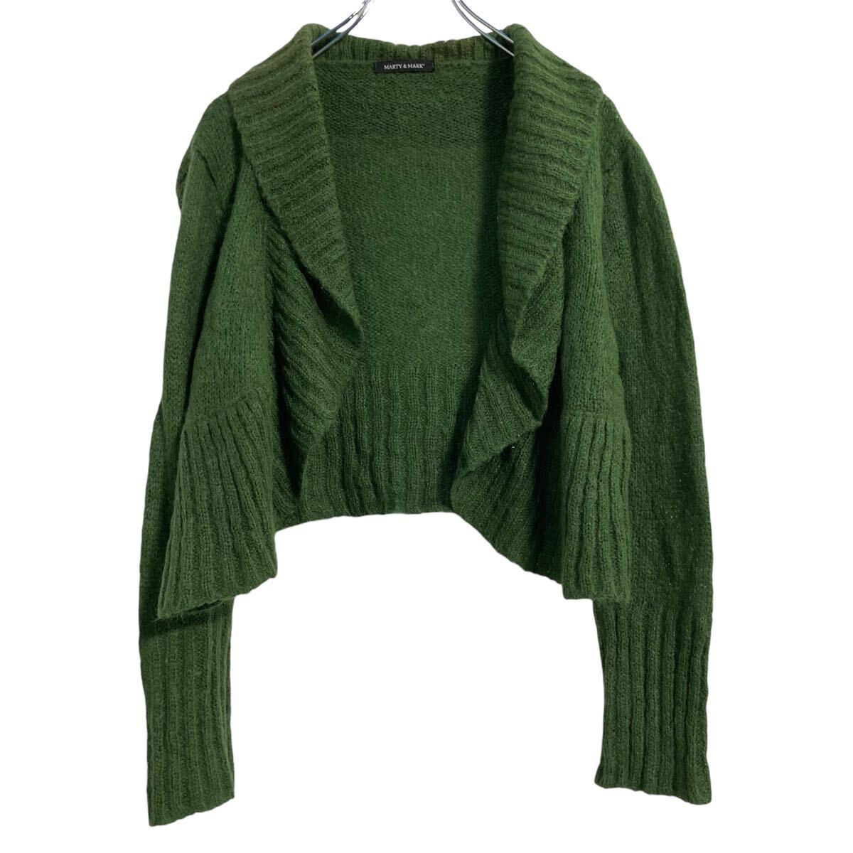 【中古】【古着】 MARTY & MARK モヘア混 ニット セーター ボレロ レディース S〜 カーキ 古着卸 アメ..