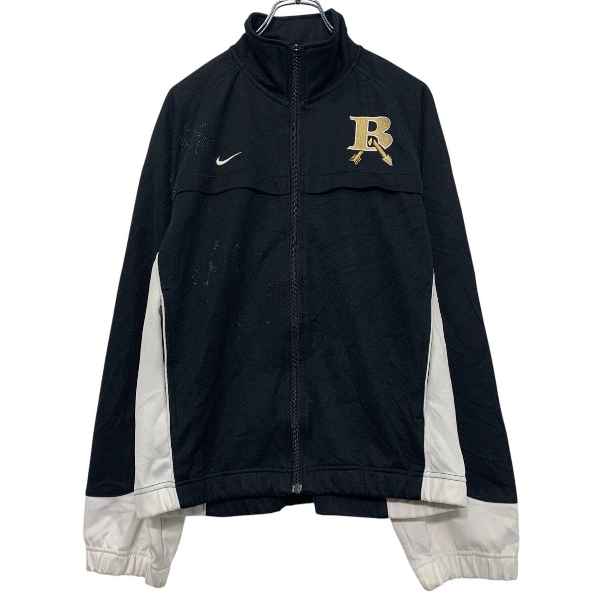 【中古】【古着】 NIKE ロゴ ジャージ ナイキ S ブラック ホワイト フルジップ ラグラン ポケット付き スポーティー 古着卸 アメリカ仕入 a610-7353