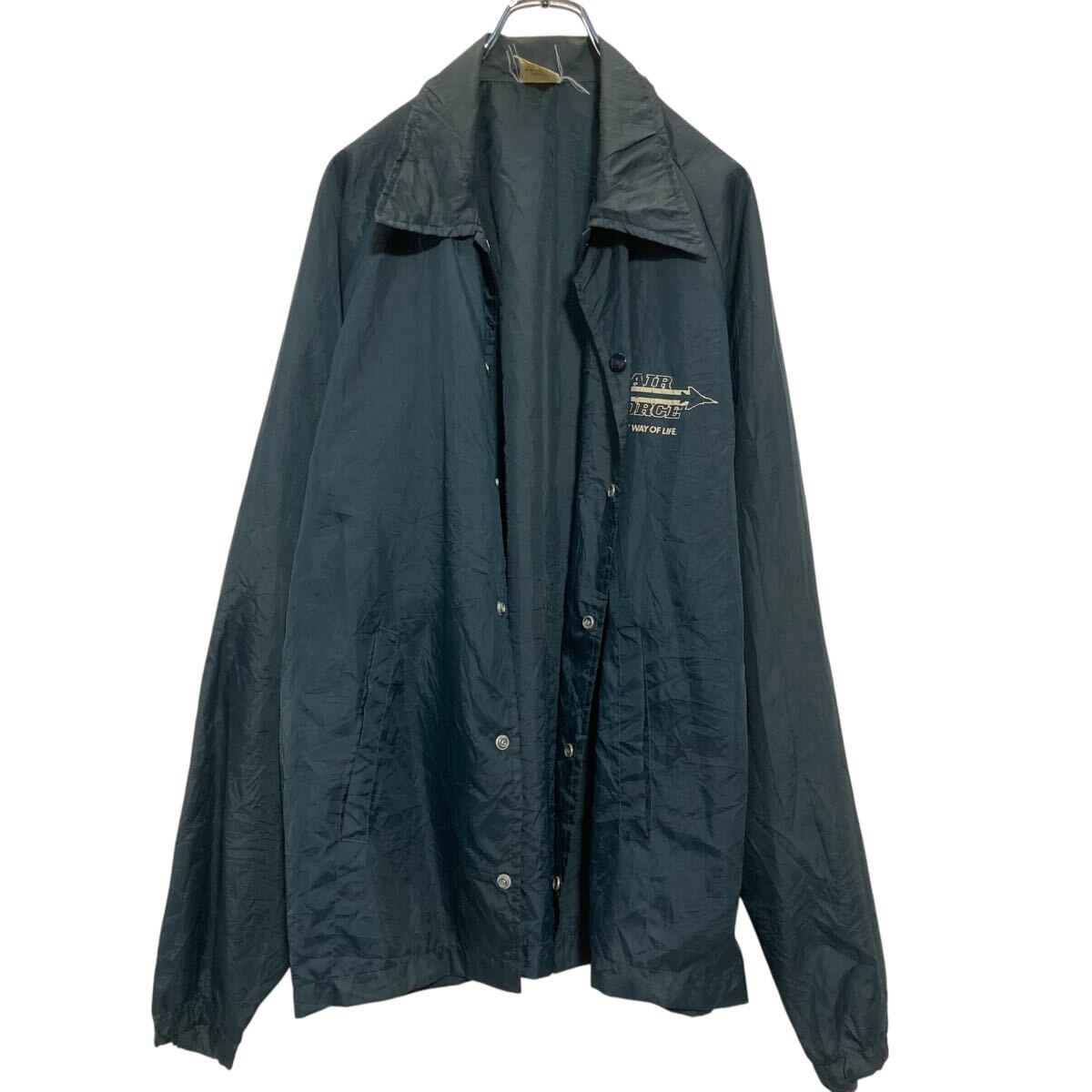 【中古】【古着】 BROADWAY ナイロン コーチジャケット L ネイビー USA製 裏地無し 古着卸 アメリカ仕入 a610-7411