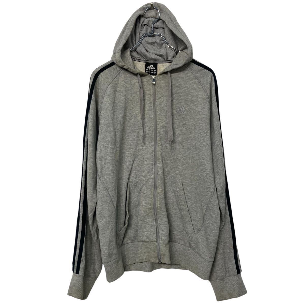 Rakuten - 【中古】【古着】 adidas ロゴ スウェット パーカー アディダス M グレー フルジップ 裏起毛 スポーツ 古着卸 アメリカ仕入 a610-7459