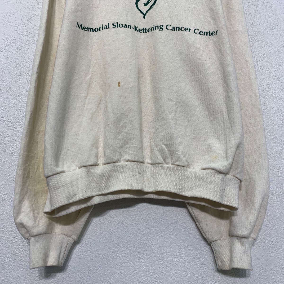 【中古】【古着】 JERZEES プリント スウェット トレーナー ジャージーズ L ホワイト グリーン プルオーバー 古着卸 アメリカ仕入 a610-7463