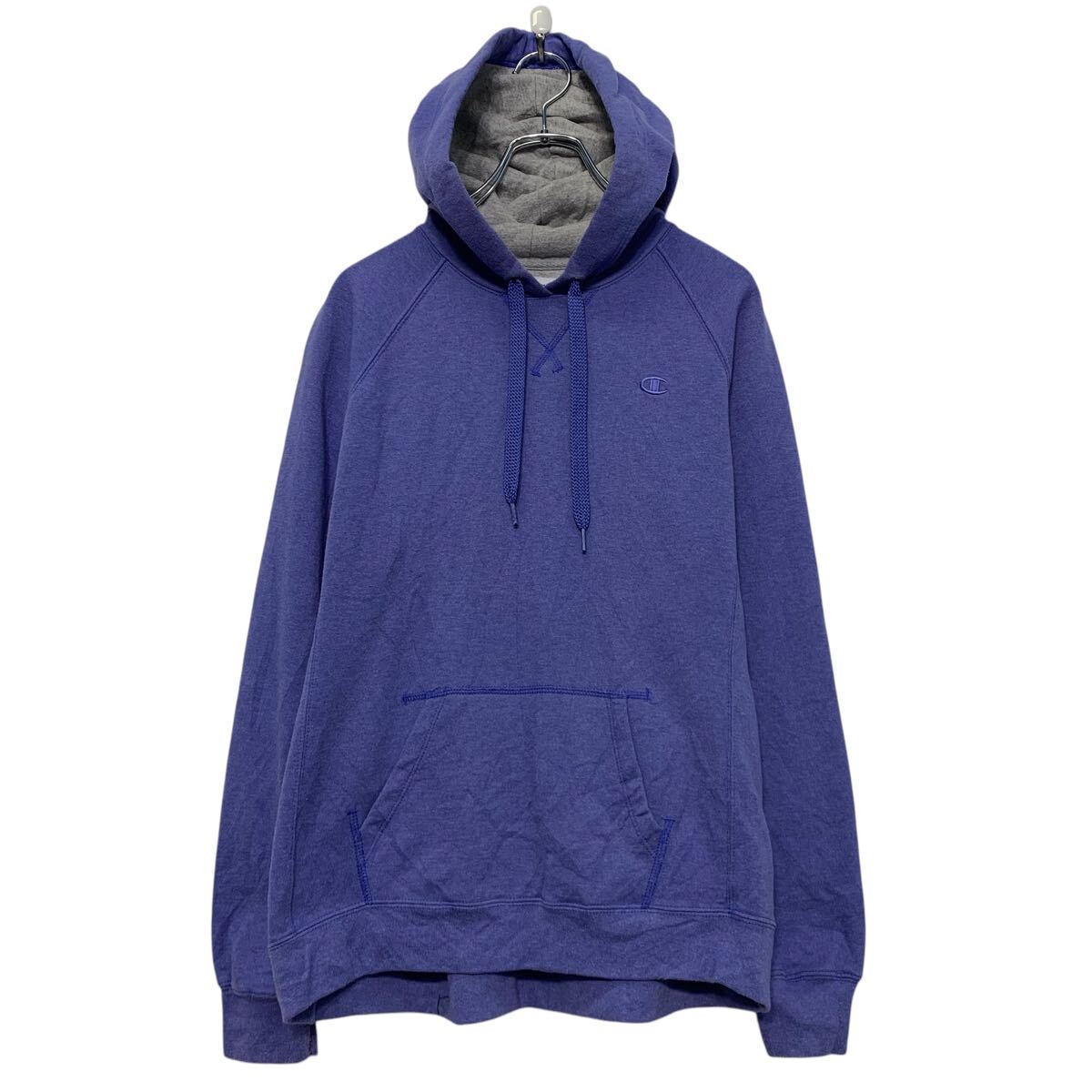  Champion ロゴ スウェット パーカー チャンピオン L パープル プルオーバー ラグラン ポケット付き 古着卸 アメリカ仕入 a610-7465