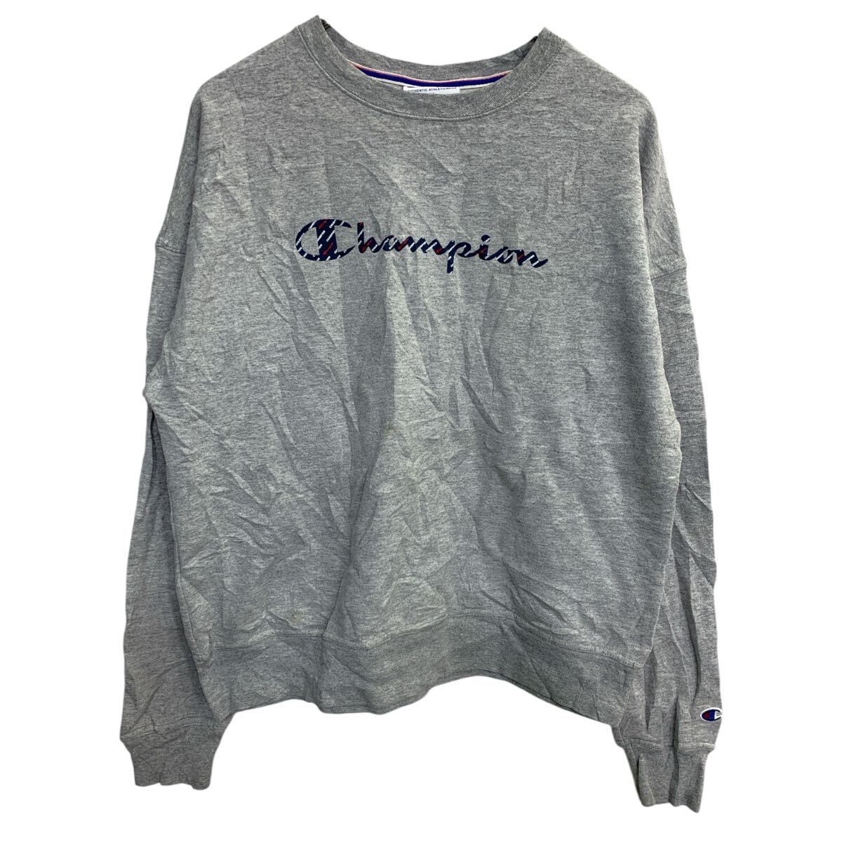 【中古】【古着】 Champion プリントスウェット トレーナー Mサイズ チャンピオン ロゴ グレー 古着卸 アメリカ仕入 t2410-3280