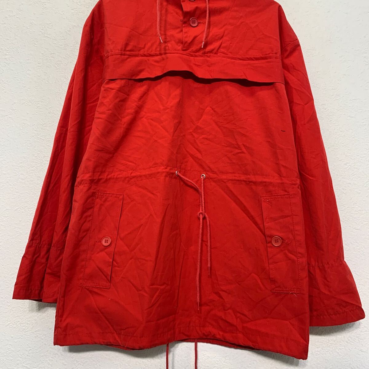 【中古】【古着】 ジャケット S 程 レッド ハーフボタン フード付き ファー 切替 ポケット付き アノラックパーカー 古着卸 アメリカ仕入 a610-7474