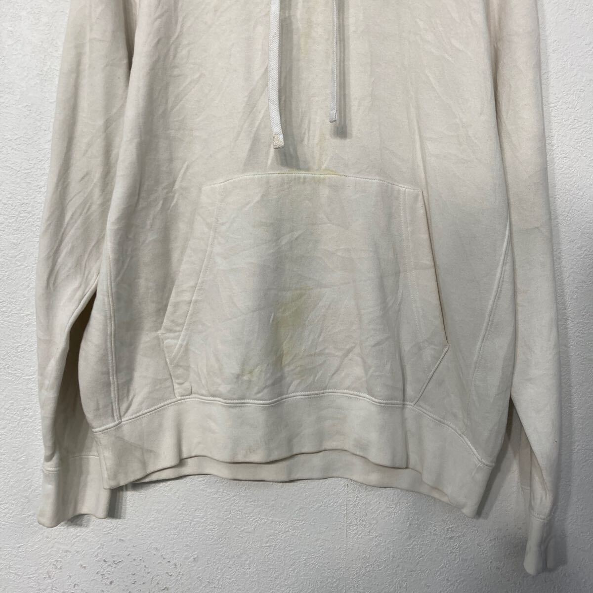 【中古】【古着】 NIKE プリント スウェット パーカー ナイキ M ホワイト ロゴ プルオーバー 裏起毛 スポーツ 古着卸 アメリカ仕入 a610-7487