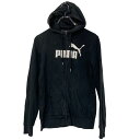 【中古】【古着】 PUMA プリント スウェット パーカー プーマ レディース XS ブラック ロゴ フルジップ 裏起毛 スポーツ 古着卸 アメリカ仕入 a610-7488