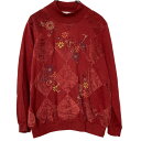 【中古】【古着】 ALFRED DUNNER 刺繍 スウェット トレーナー レディース M レッド プルオーバー 花 古着卸 アメリカ仕入 a610-7534