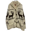 【中古】【古着】 H&M ウール ショールカラー ニット セーター カーディガン レディース L アイボリー ブラウン 鹿 古着卸 アメリカ仕入 a610-7546
