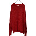 【中古】【古着】 MERONA アクリル ウールコンホワイト ニット セーター レディース L レッド 透かし編み 古着卸 アメリカ仕入 a610-7555