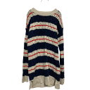 【中古】【古着】 J.Crew ウール混紡 ケーブルニット セーター レディース S オフホワイト ネイビー レッド チュニック丈 古着卸 アメリカ仕入 a610-7568