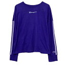 【中古】【古着】 Champion ロンT ロングTシャツ チャンピオン L レディース パープル ホワイト プルオーバー ライン 古着卸 アメリカ仕入 a610-7595