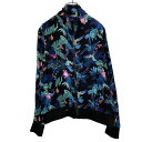 【中古】【古着】 ジャケット レディース M ブラック 総柄 ボタニカル フルジップ ライトアウター 古着卸 アメリカ仕入 a610-7661