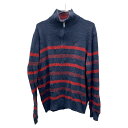 【中古】【古着】 NAUTICA ニットジャケット Lサイズ ノーティカ ハーフジップ ネイビー系 ボーダー 古着卸 アメリカ仕入 t2410-3363