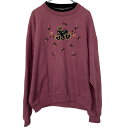 【中古】【古着】 Morning sun 刺繍 スウェット トレーナー レディース L エンジ系 ダブルネック 裏起毛 プルオーバー 古着卸 アメリカ仕入 a610-7532
