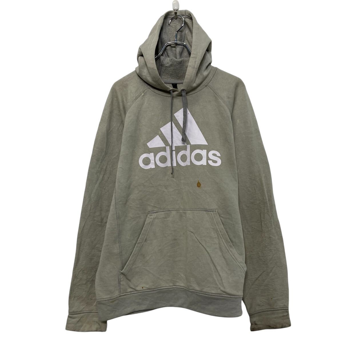 【中古】【古着】 adidas ロゴスウェット パーカー アディダス L グレー プルオーバー ラグラン プリント 古着卸 アメリカ仕入 a610-7700