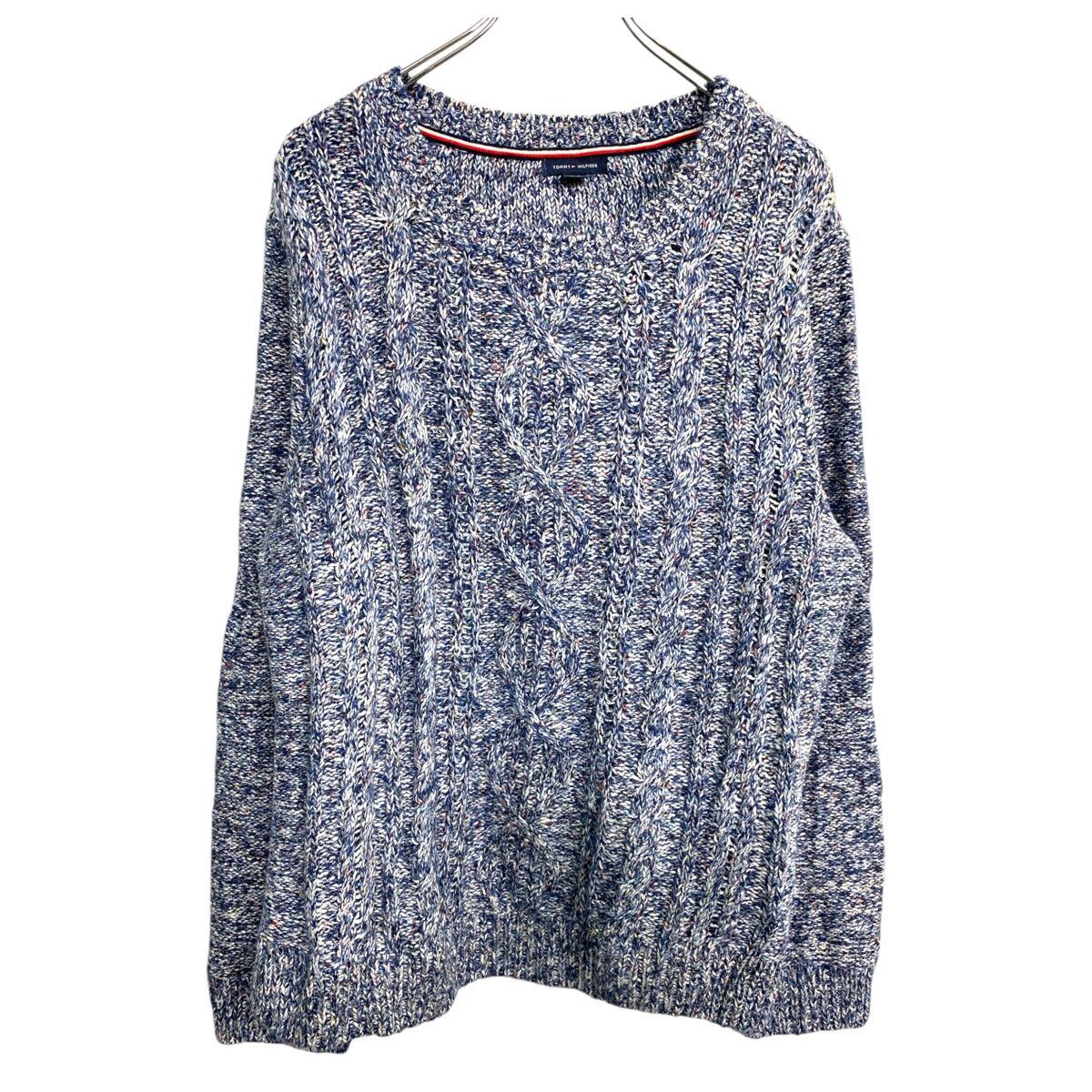 【中古】【古着】 TOMMY HILFIGER ニット セーター XLサイズ トミーヒルフィガー ネイビー 古着卸 アメリカ仕入 t2410-3380