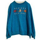 【中古】【古着】 Classic Elements 刺繍スウェット トレーナー レディース L ブルー系 裏起毛 ダブルネック 古着卸 アメリカ仕入 a610-7932