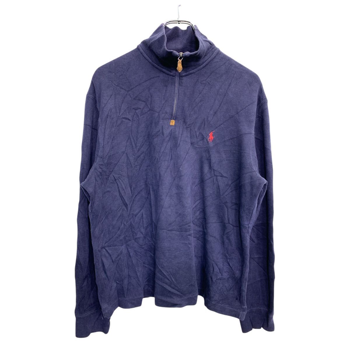 【中古】【古着】 POLO RALPH LAUREN セーター Mサイズ ポロラルフローレン ハーフジップ ネイビー 古着卸 アメリカ仕入 t2410-3417