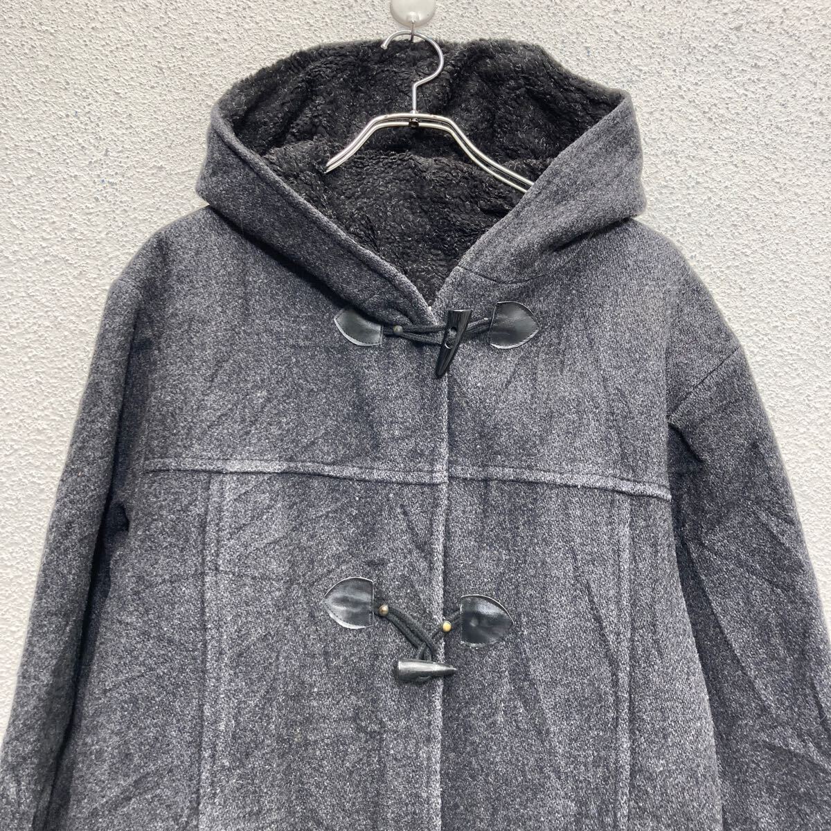 【中古】【古着】 twik ピーコート レディース L~ ダークグレー 防寒 裏起毛 フード 古着卸 アメリカ仕入 a610-8081