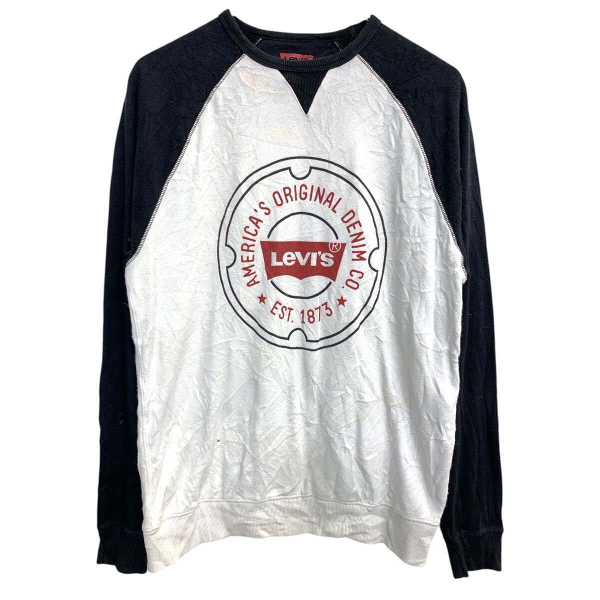 【中古】【古着】 Levi's ロングTシャツ Sサイズ リーバイス ホワイト ブラック 古着卸 アメリカ仕入 t2410-3480