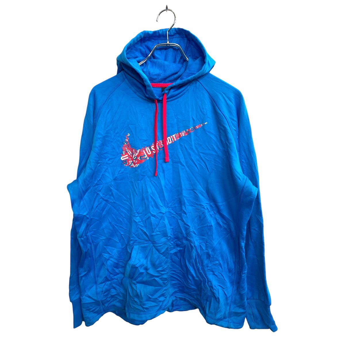 【中古】【古着】 NIKE ロゴ プリント パーカー XLサイズ ナイキ ライトブルー 古着卸 アメリカ仕入 t2410-3489