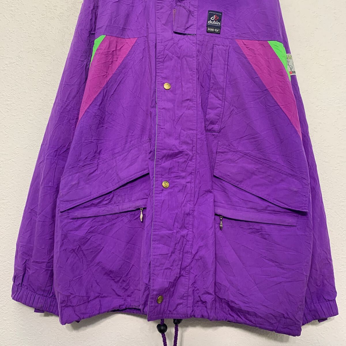 【中古】【古着】 ジャケット XL 程 パープル ライトグリーン ジップアップ スナップボタン ラグラン ポケット付き 古着卸 アメリカ仕入 a611-5016