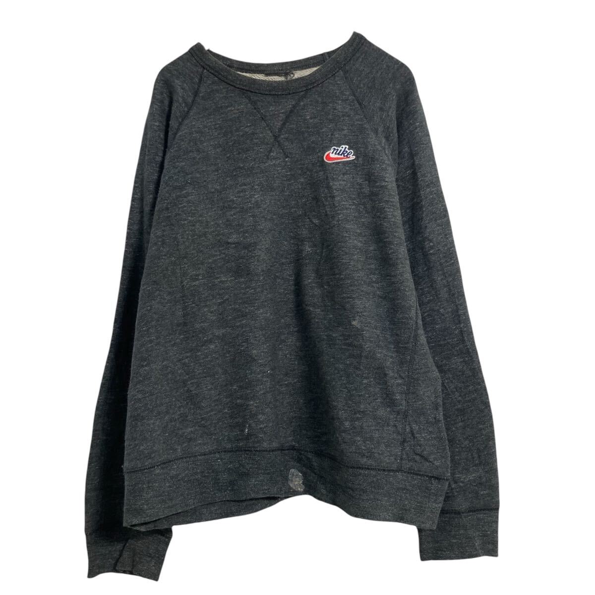【中古】【古着】 ロゴスウェット トレーナー XL〜 ダークグレー ワッペン 古着卸 アメリカ仕入 a611-5040