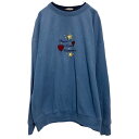 【中古】【古着】 ロゴスウェット トレーナー レディース XL ブルー 刺繍 ダブルネック プルオーバー ビッグサイズ 古着卸 アメリカ仕入 古着卸 a611-5083