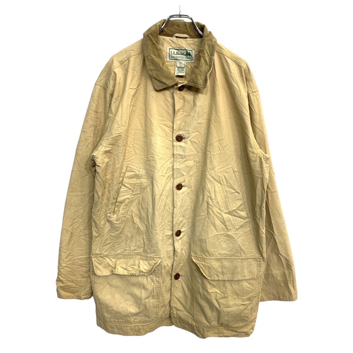 Coverall - 【中古】【古着】 L.L.Bean ワークジャケット Lサイズ カバーオール ロング ベージュ コットン 古着卸 アメリカ仕入 t2410-3553