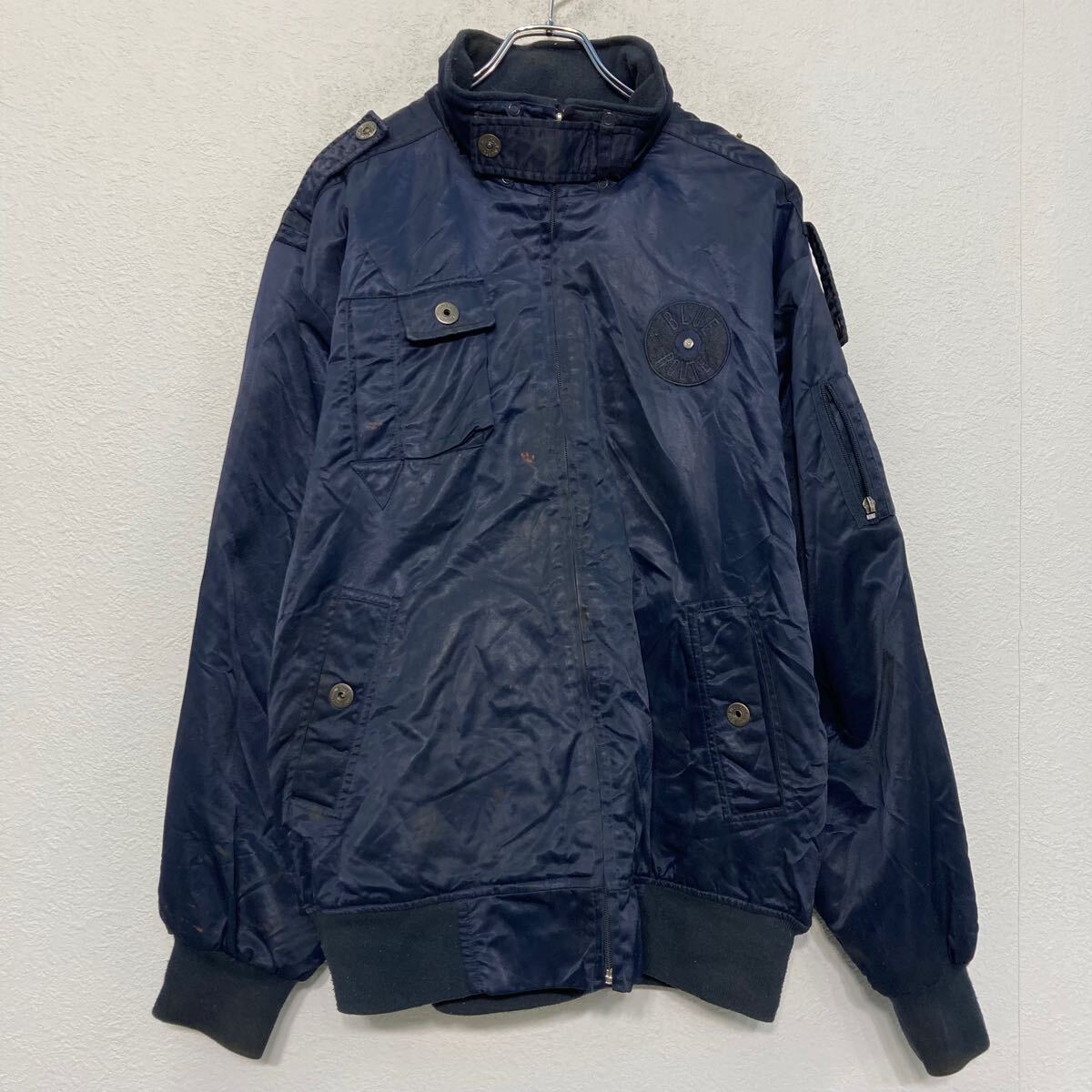 【中古】【古着】 BLUE ROUTE ナイロンジャケット 2XL ネイビー ビッグサイズ ブルゾン フルジップ 古着卸 アメリカ仕入 a611-5218