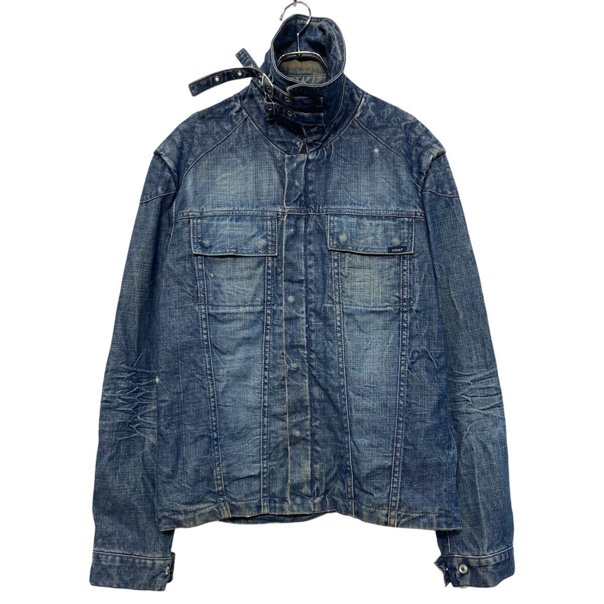 【中古】【古着】 clink デニムジャケット M インディゴブルー ブルゾン フルジップ ボタン 古着卸 アメリカ仕入 a611-5227