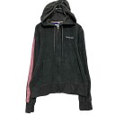 【中古】【古着】 Reebok ジップアップ ロゴ パイル地 パーカー レディース L ダークグレー ピンク リーボック 古着卸 アメリカ仕入 a611-5232