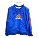 【中古】【古着】 adidas ナイロンジャケット Lサイズ アディダス ジュニアサイズ Vネック プルオーバー ブルー 古着卸 アメリカ仕入 t2411-3023