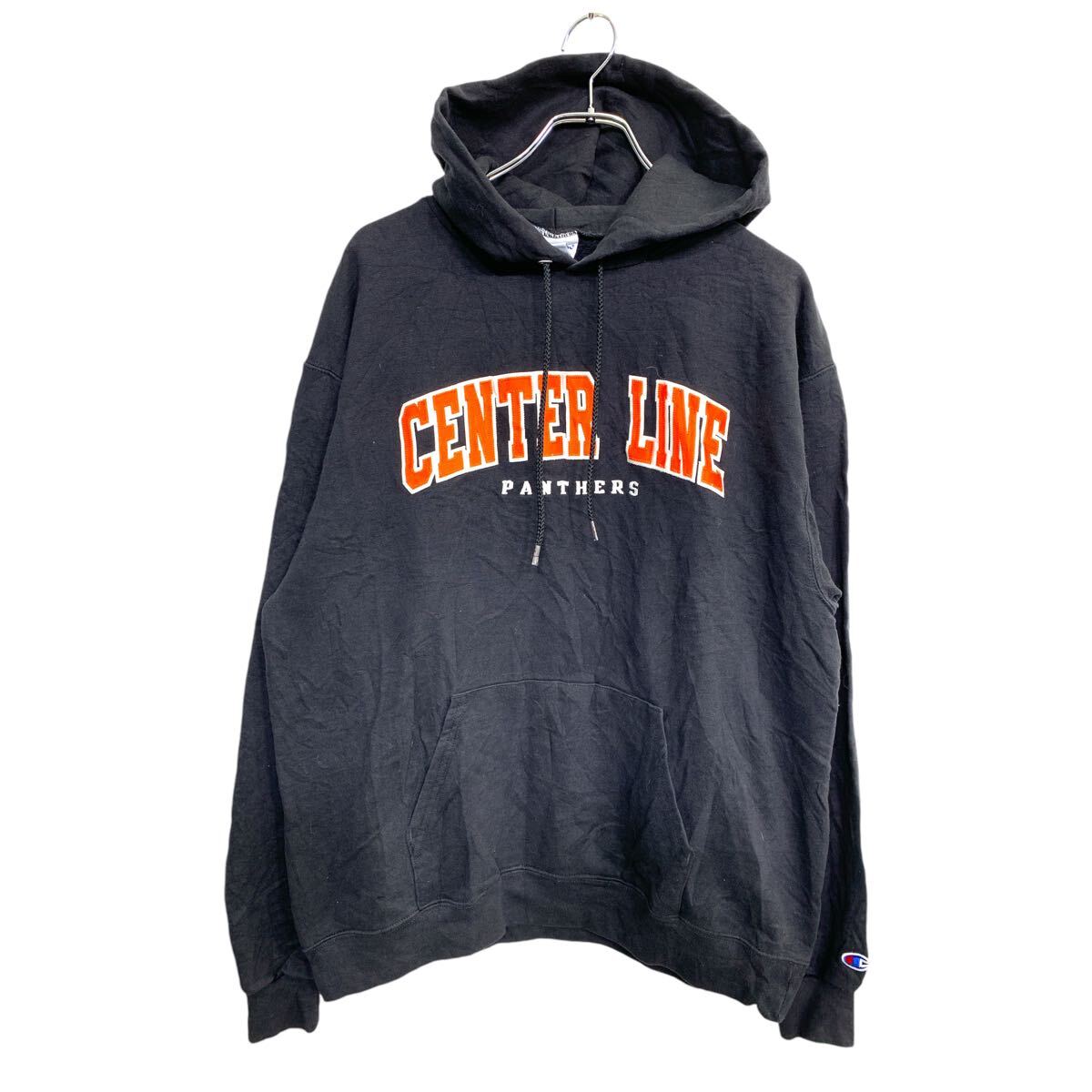 【中古】【古着】 Champion プリント スウェット パーカー Lサイズ チャンピオン ブラック 古着卸 アメリカ仕入 t2411-3030