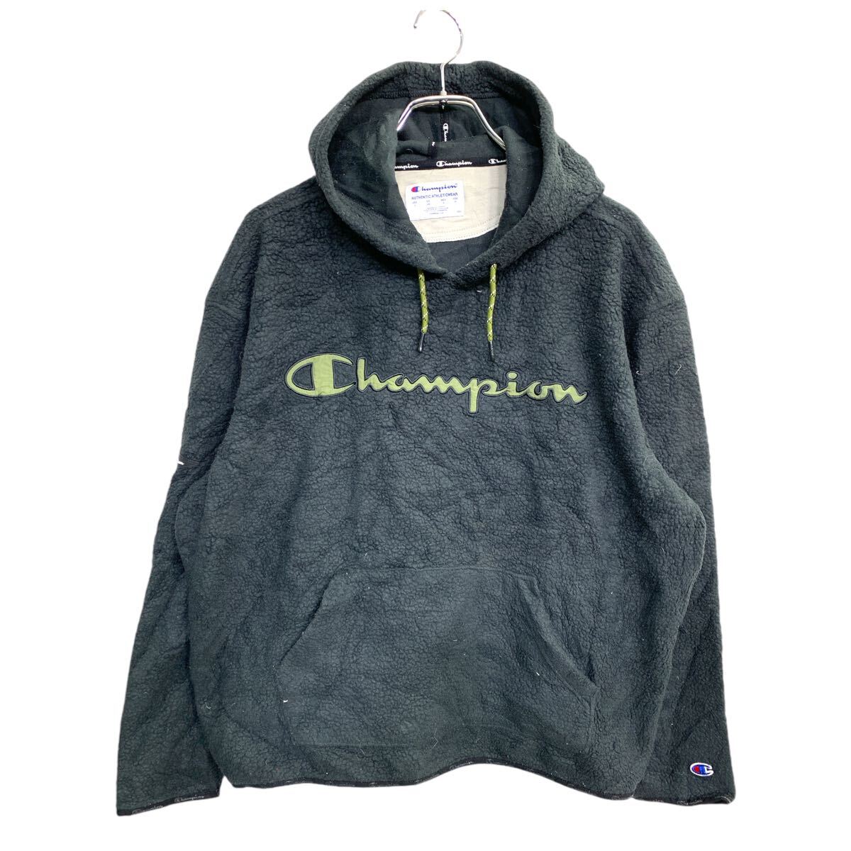 【中古】【古着】 Champion ボアパーカー Lサイズ チャンピオン ブラック 古着卸 アメリカ仕入 t2411-3040