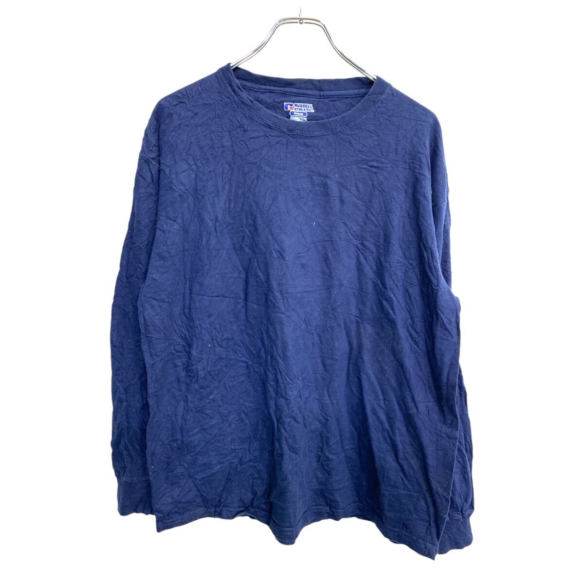 【中古】【古着】 RUSSELL ATHLETIC 長袖ロングTシャツ Mサイズ ラッセル ネイビー 古着卸 アメリカ仕入 t2411-3058