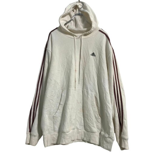 【中古】【古着】 adidas ロゴスウェット パーカー M ホワイト エンジ アディダス プルオーバー 裏起毛 スポーツ 古着卸 アメリカ仕入 a611-5552 【中古】【古着】 adidas ロゴスウェット パーカー M ホワイト エンジ アディダス プルオーバー 裏起毛 スポーツ 古着卸 アメリカ仕入 a611-5552