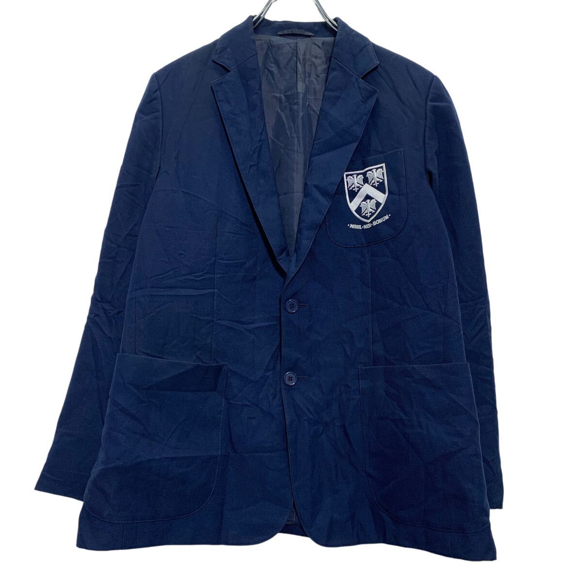 Tailored Jacket - 【中古】【古着】 テーラードジャケット M 程 ブルー ボタン ワンポイント 刺繍 ポケット付き 秋冬 アウター 古着卸 アメリカ仕入 a611-5583