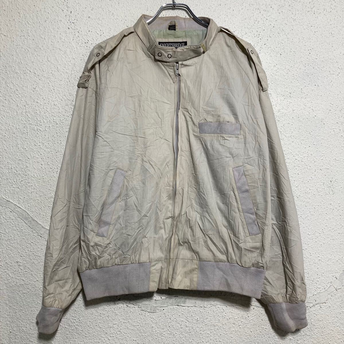 【中古】【古着】 KNIGHTSBRIDGE ナイロンジャケット L ホワイト スイングトップ ブルゾン フルジップ古着卸 アメリカ仕入 a611-5618