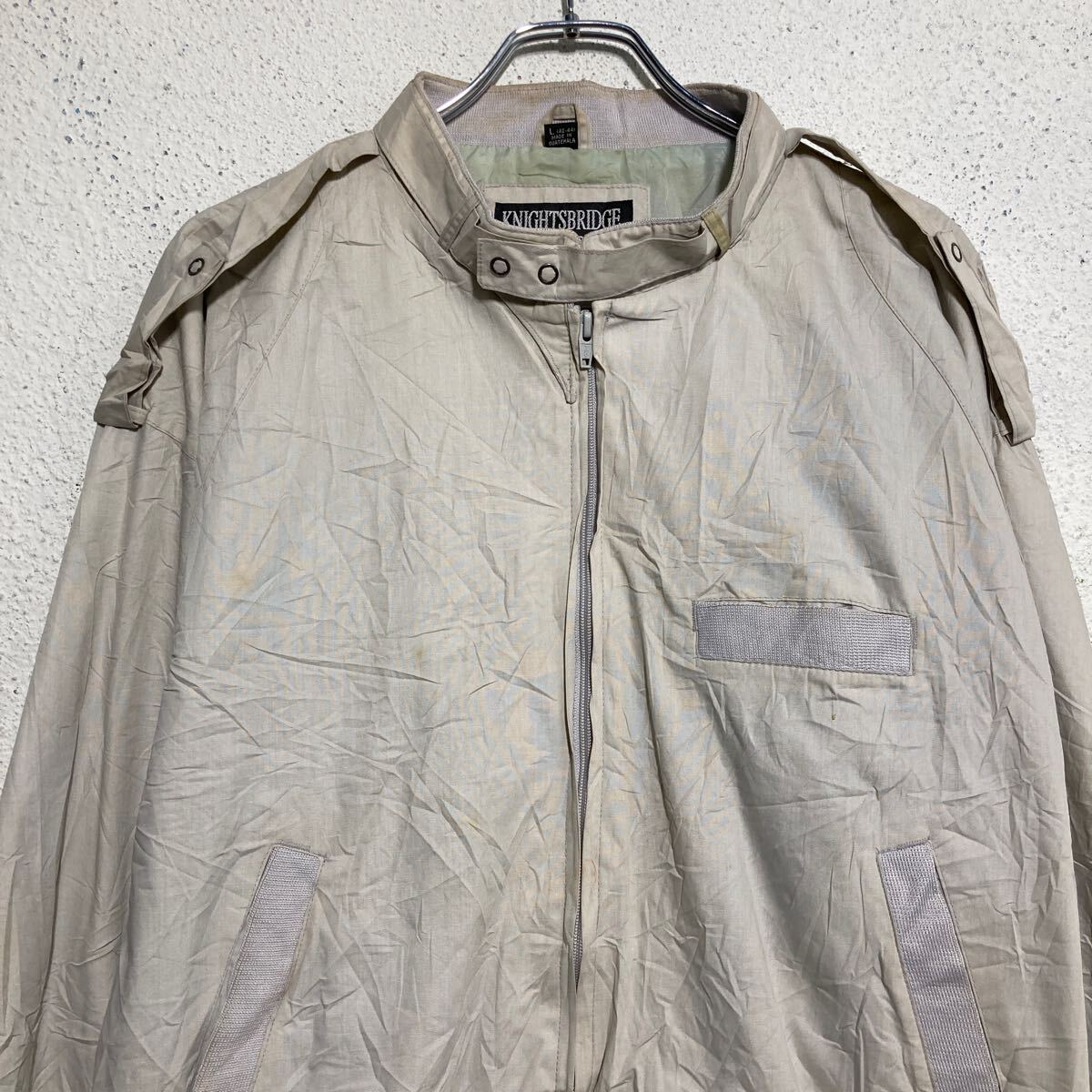 【中古】【古着】 KNIGHTSBRIDGE ナイロンジャケット L ホワイト スイングトップ ブルゾン フルジップ古着卸 アメリカ仕入 a611-5618
