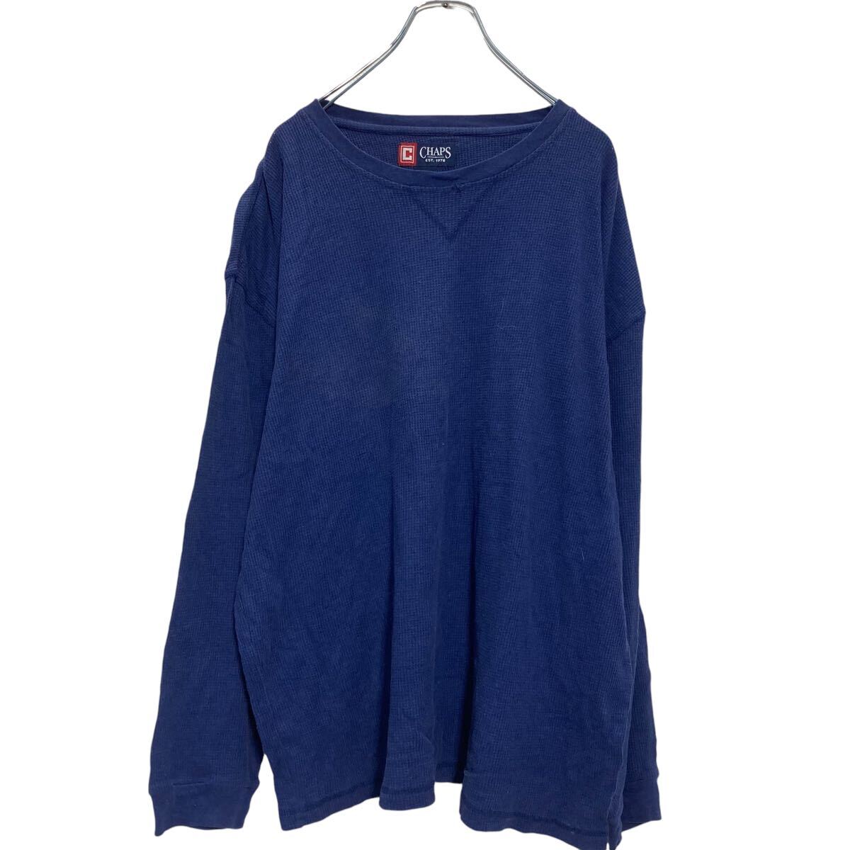 【中古】【古着】 CHAPS 長袖 ワッフル地 Tシャツ L ネイビー チャップス ロンT ロングTシャツ 古着卸 アメリカ仕入 a611-5778