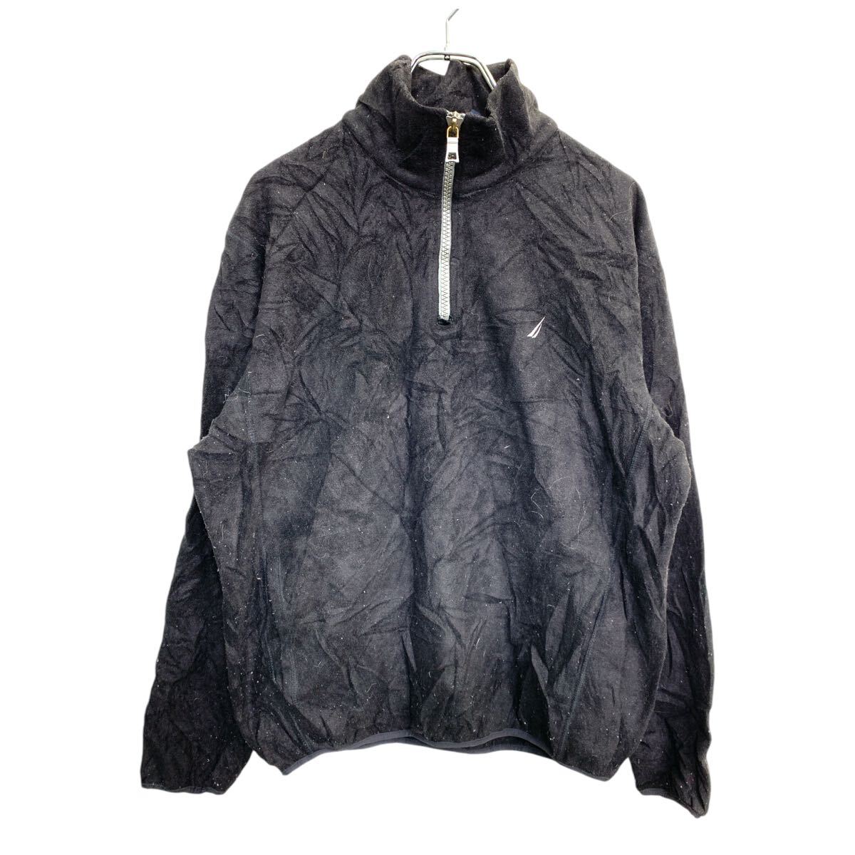 【中古】【古着】 NAUTICA ハーフジップ フリースジャケット Mサイズ ノーティカ ブラック 古着卸 アメリカ仕入 t2411-3265