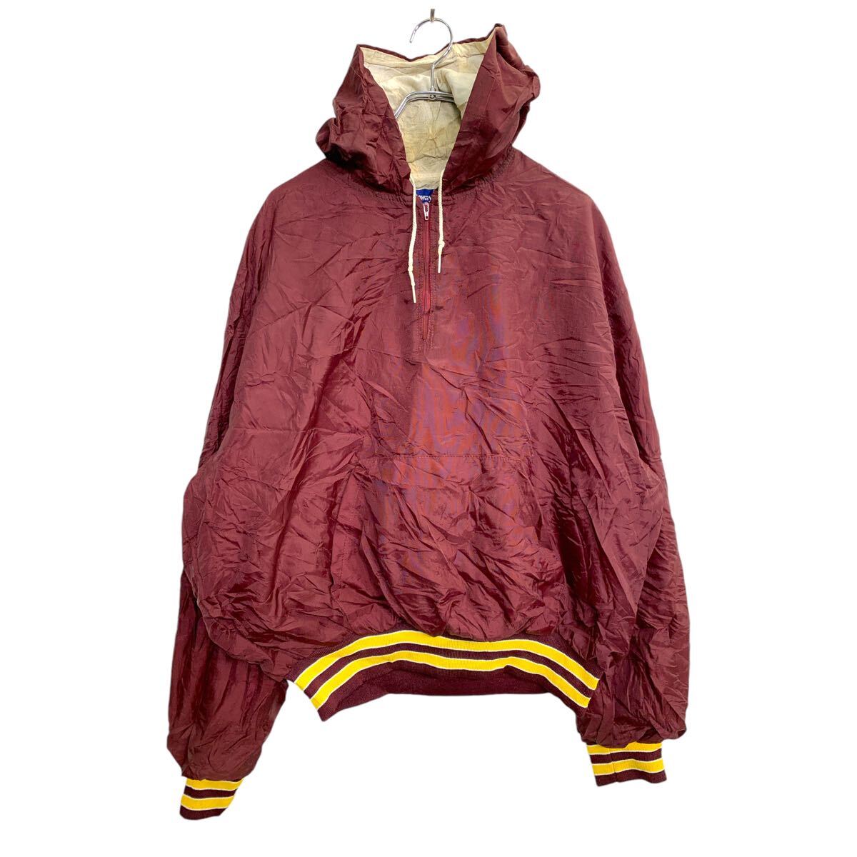 【中古】【古着】 Holloway ハーフジップナイロンジャケット XXLサイズ ワインレッド USA製 古着卸 アメリカ仕入 t2411-3267