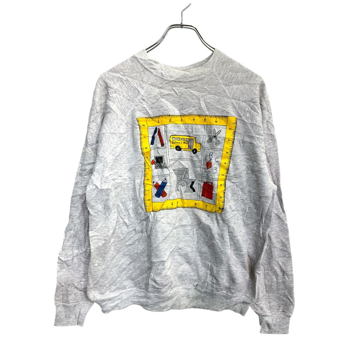 【中古】【古着】 Tultex プリントスウェット トレーナー Lサイズ タルテックス グレー 古着卸 アメリカ仕入 t2411-3292