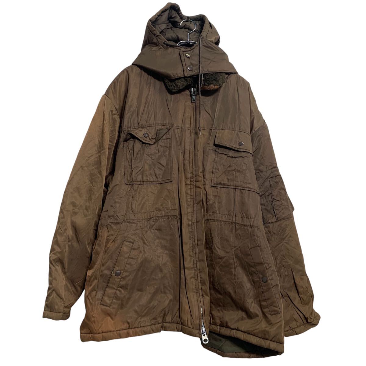 【中古】【古着】 Sears 中綿ジャケット XXXL ブラウン ジップアップ シアーズ ビッグサイズ フード付き ファー 切替 古着卸 アメリカ仕入 a611-5826