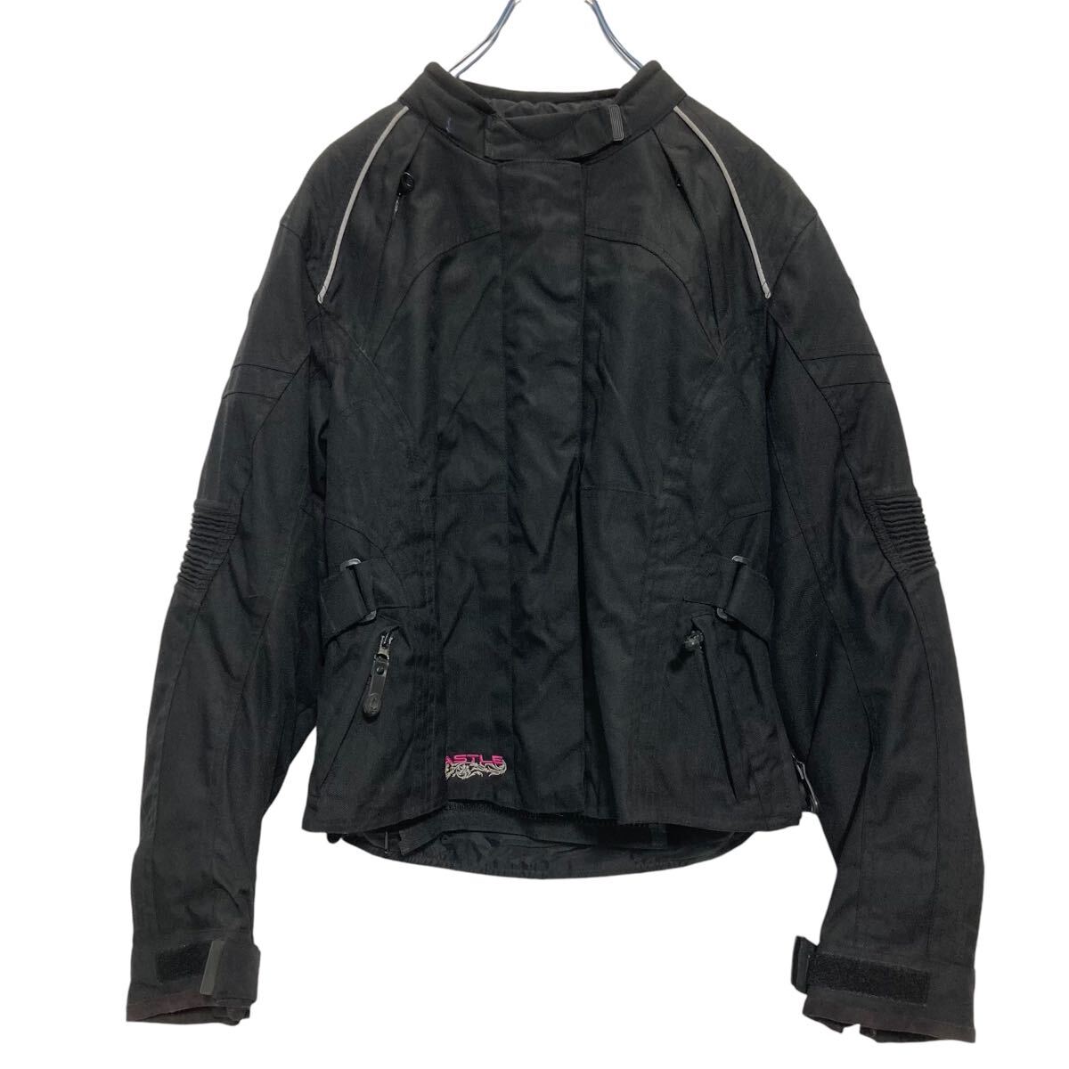 【中古】【古着】 CASTLE モーターサイクルジャケット レディース S〜 ブラック バイク ライダース レ..
