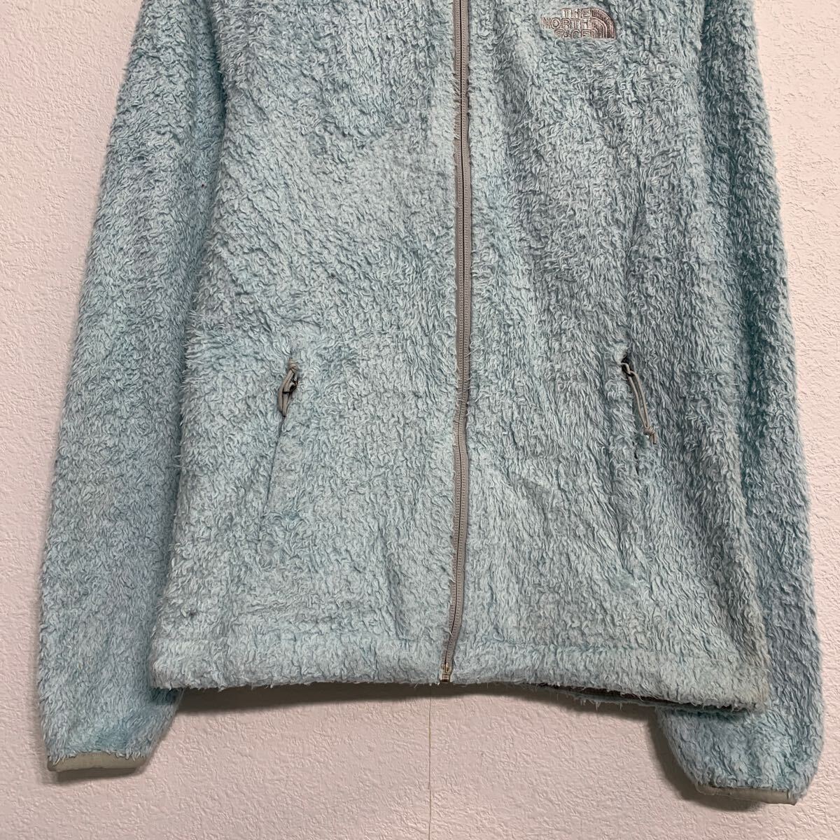 【中古】【古着】 THE NORTH FACE フリースジャケット レディース S ライトブルー ノースフェイス ジップアップ ワンポイント 古着卸 アメリカ仕入 a611-5922