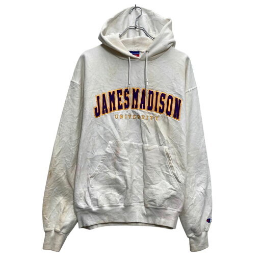 【中古】【古着】 Champion プリントスウェット パーカー チャンピオン L ホワイト プルオーバー カレッジ 古着卸 アメリカ仕入 a611-6021 【中古】【古着】 Champion プリントスウェット パーカー チャンピオン L ホワイト プルオーバー カレッジ 古着卸 アメリカ仕入 a611-6021